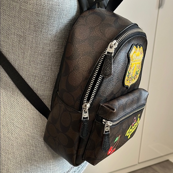 HOST PICK ⭐️ COACH Signature Brown Black Mini Charlie Backpack F25909 - Picture 5 of 16
